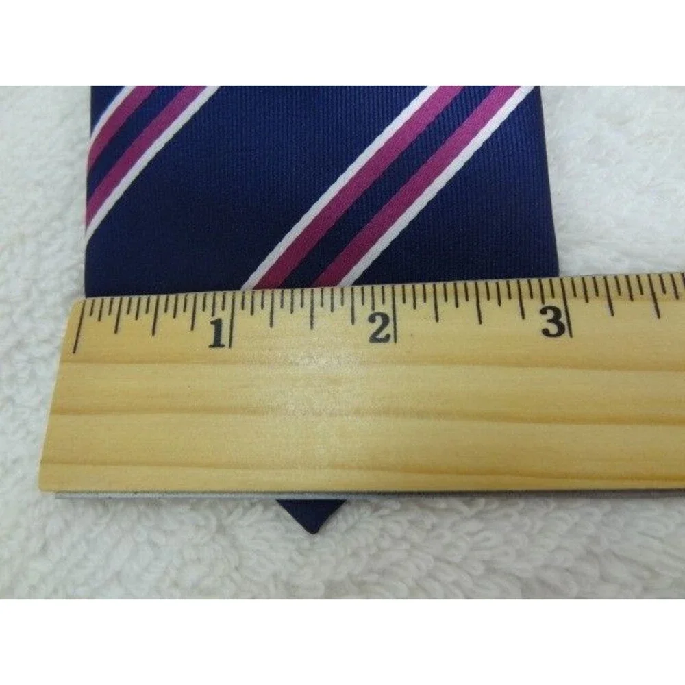 Christian Aujard Liberté Paris Men's Tie Classic Navy Pink White Stripe